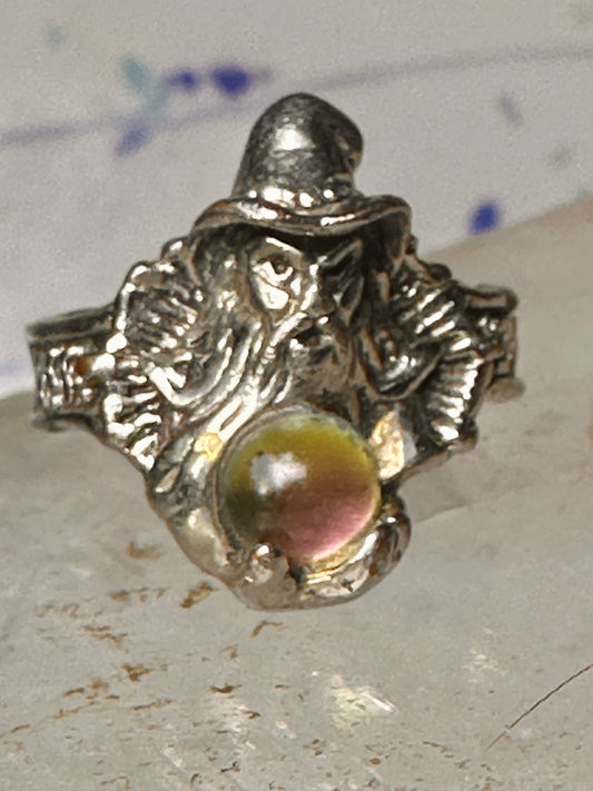 Wizard ring Merlin crystal rainbow band size 6 Silver PLATE women girls