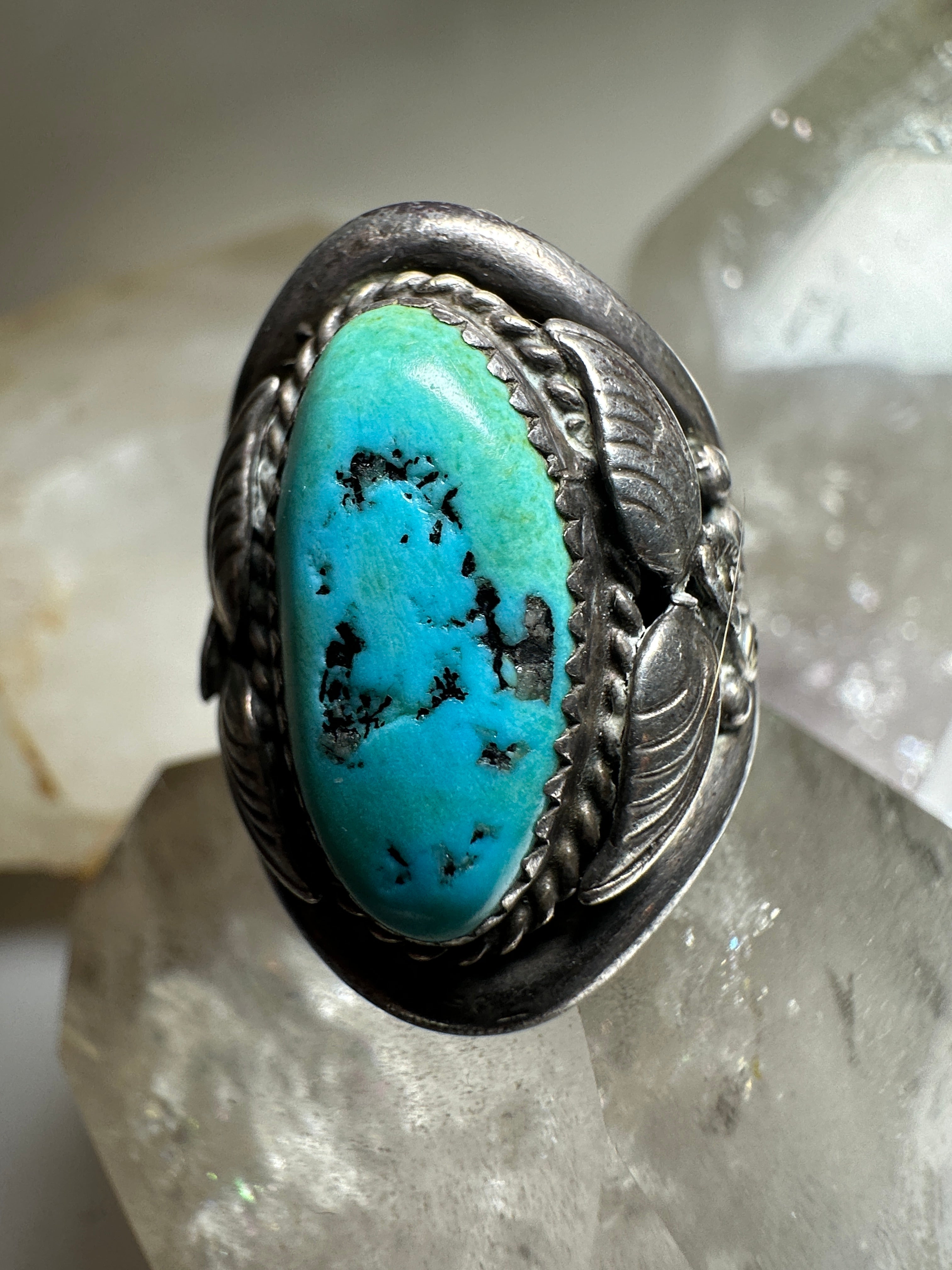 Size 14 sterling silver ring buy turquoise jewelry 925 silver Native American art