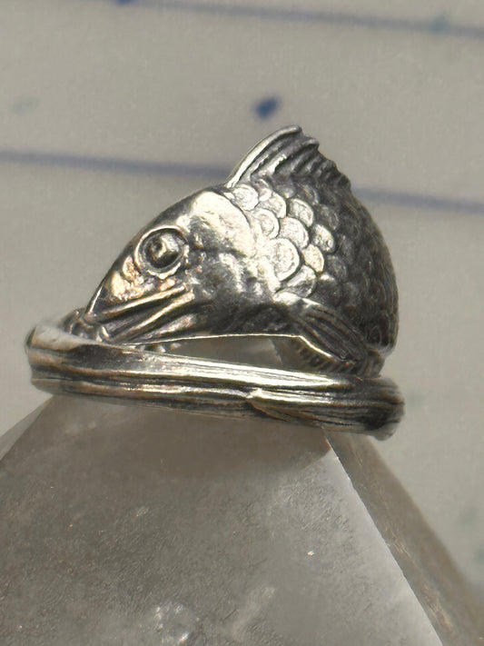 Fish Spoon ring fishermen band size 6.75 sterling silver women