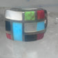 Turquoise inlaid ring size 875 onyx mop band sterling silver women men