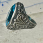Art Deco Ring size 4.25 Ocean color Blue Glass sterling silver pinky women