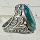 Art Deco Ring size 4.25 Ocean color Blue Glass sterling silver pinky women