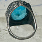 Art Deco Ring size 4.25 Ocean color Blue Glass sterling silver pinky women