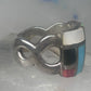 Turquoise inlaid ring size 875 onyx mop band sterling silver women men