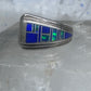 Blue Lapis inlaid ring lab opal band size 6 sterling silver southwestern women