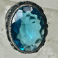 Art Deco Ring size 4.25 Ocean color Blue Glass sterling silver pinky women