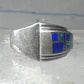Blue Lapis inlaid ring lab opal band size 6 sterling silver southwestern women