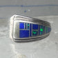 Blue Lapis inlaid ring lab opal band size 6 sterling silver southwestern women