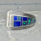 Blue Lapis inlaid ring lab opal band size 6 sterling silver southwestern women
