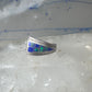 Blue Lapis inlaid ring lab opal band size 6 sterling silver southwestern women