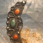 Navajo long Celestial Crescent moon ring turquoise coral size 7 sterling silver women