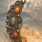 Navajo long Celestial Crescent moon ring turquoise coral size 7 sterling silver women