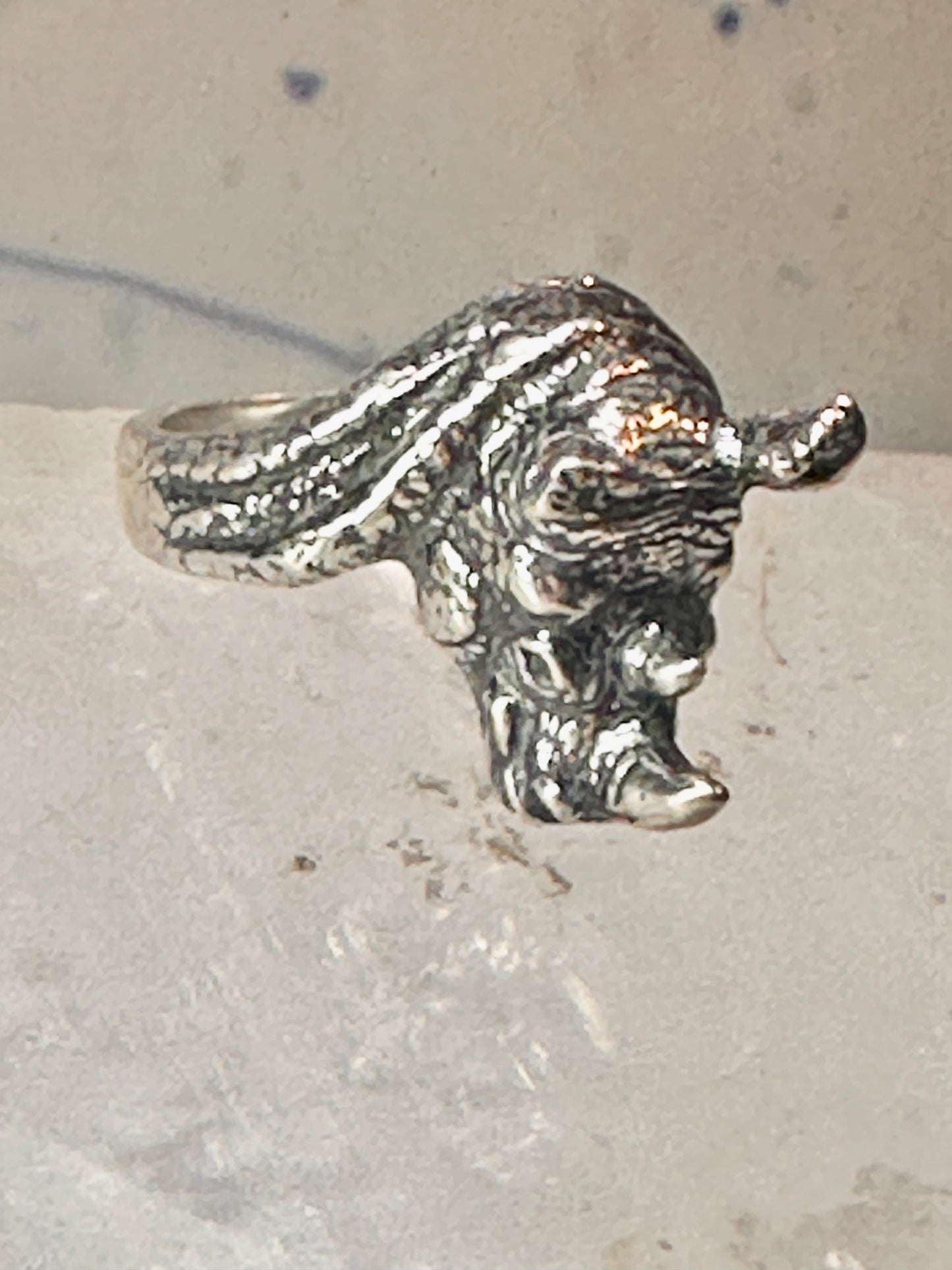 Vintage Rhinoceros ring size 5.50  Kabana rhino band sterling silver pinky women girls