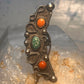 Navajo long Celestial Crescent moon ring turquoise coral size 7 sterling silver women