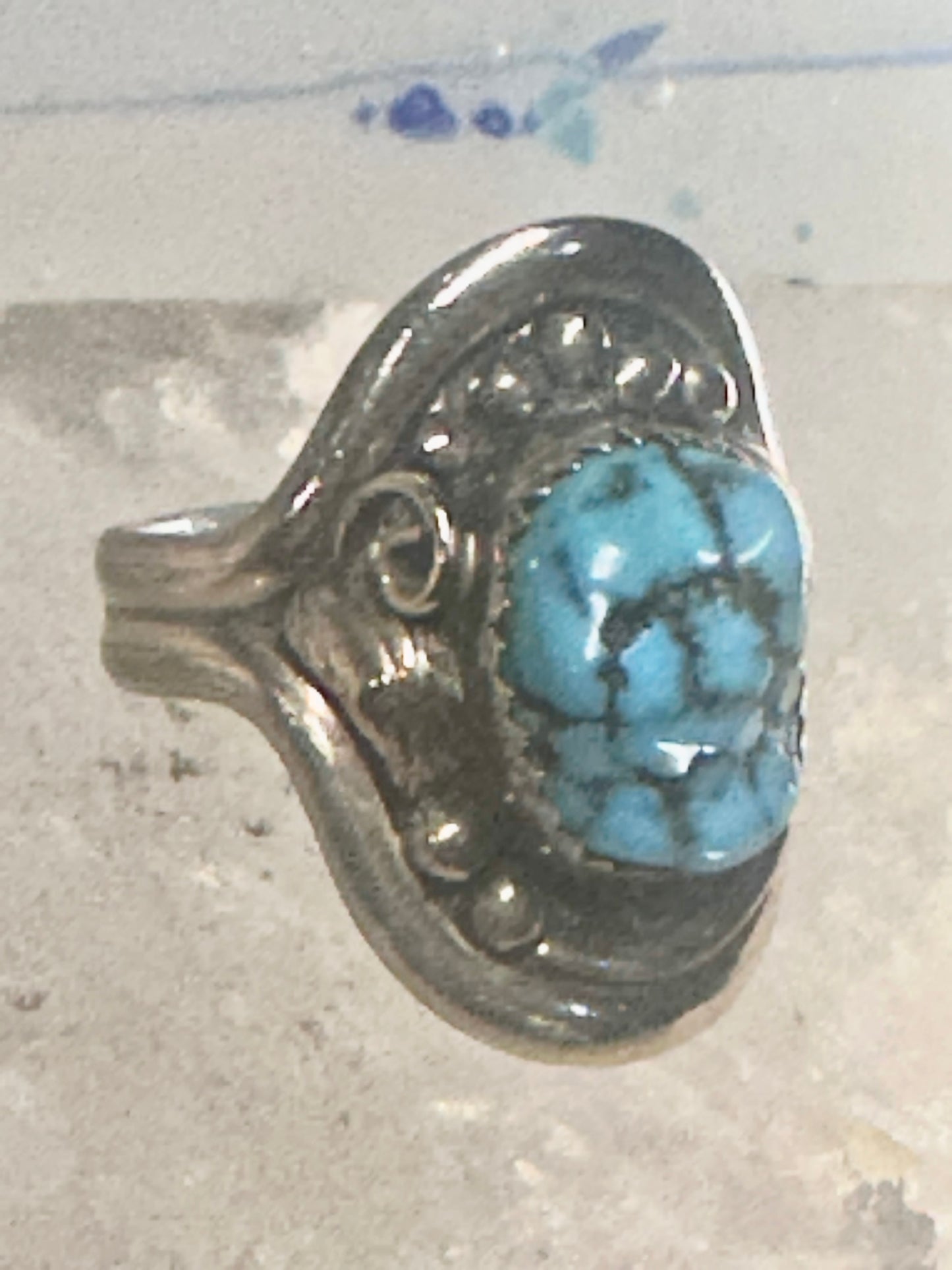 Turquoise ring Tawa by KT Navajo size 7.50 sterling silver 12KT GF women men
