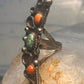 Navajo long Celestial Crescent moon ring turquoise coral size 7 sterling silver women
