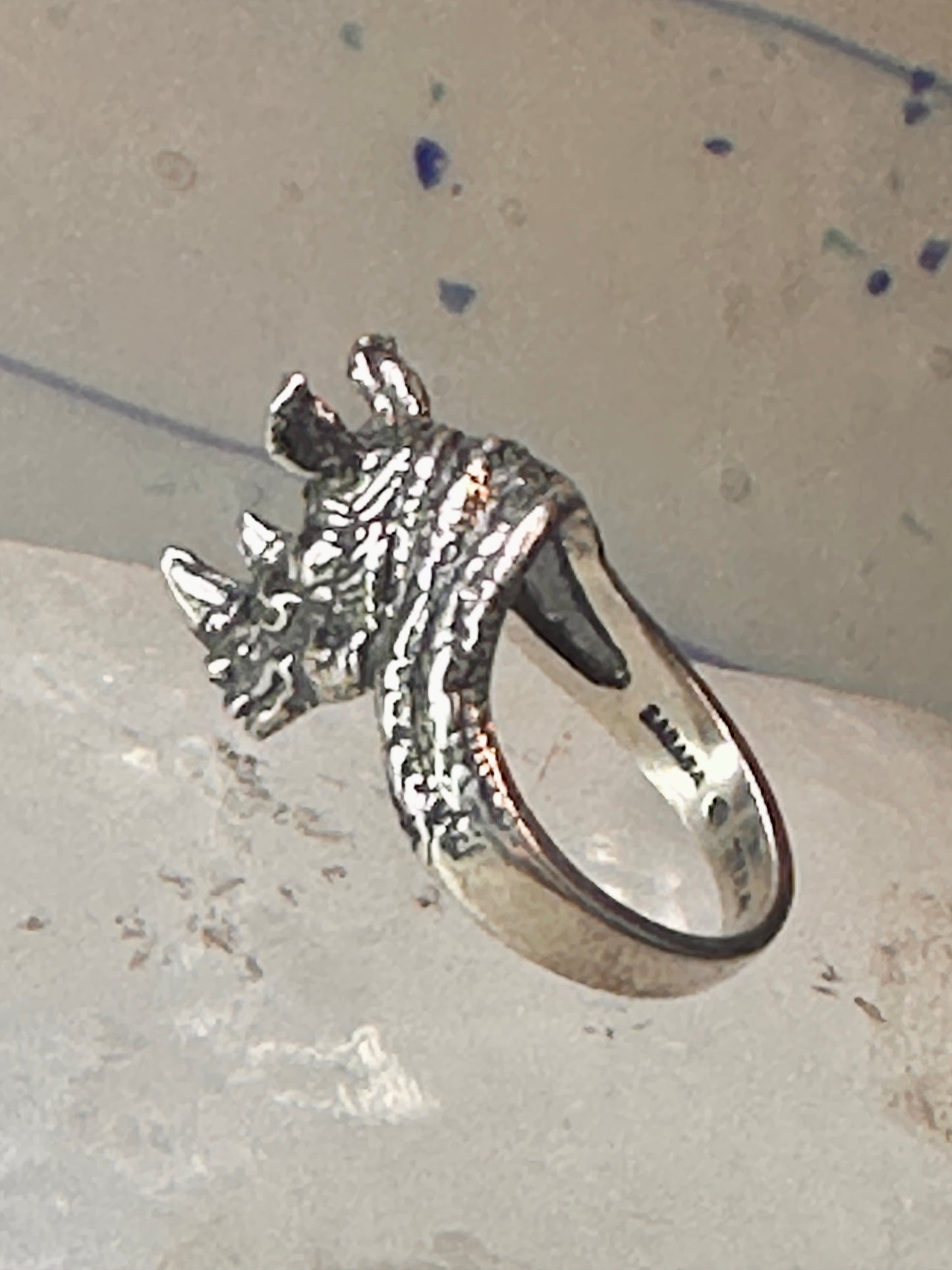 Vintage Rhinoceros ring size 5.50  Kabana rhino band sterling silver pinky women girls