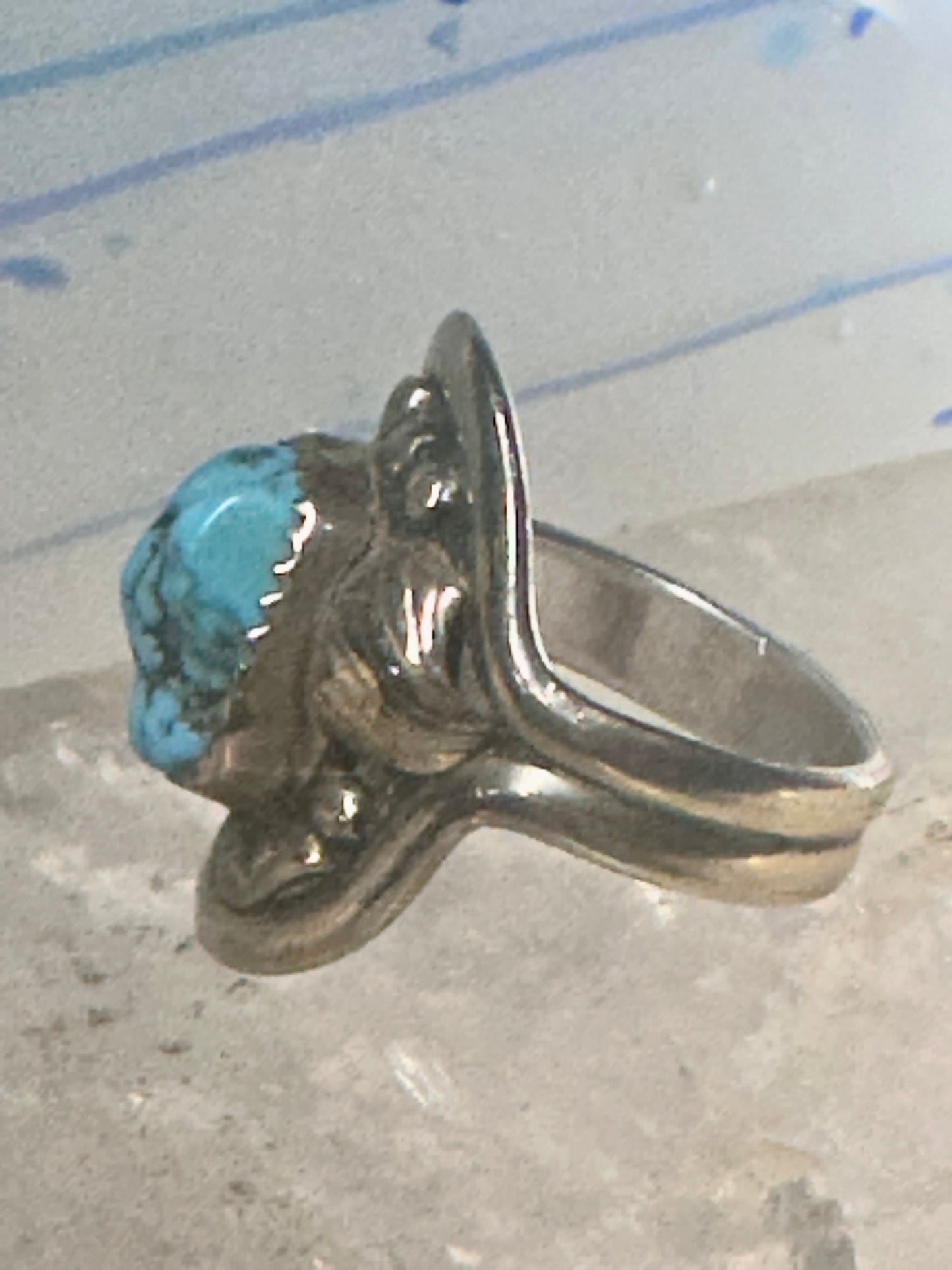 Turquoise ring Tawa by KT Navajo size 7.50 sterling silver 12KT GF women men