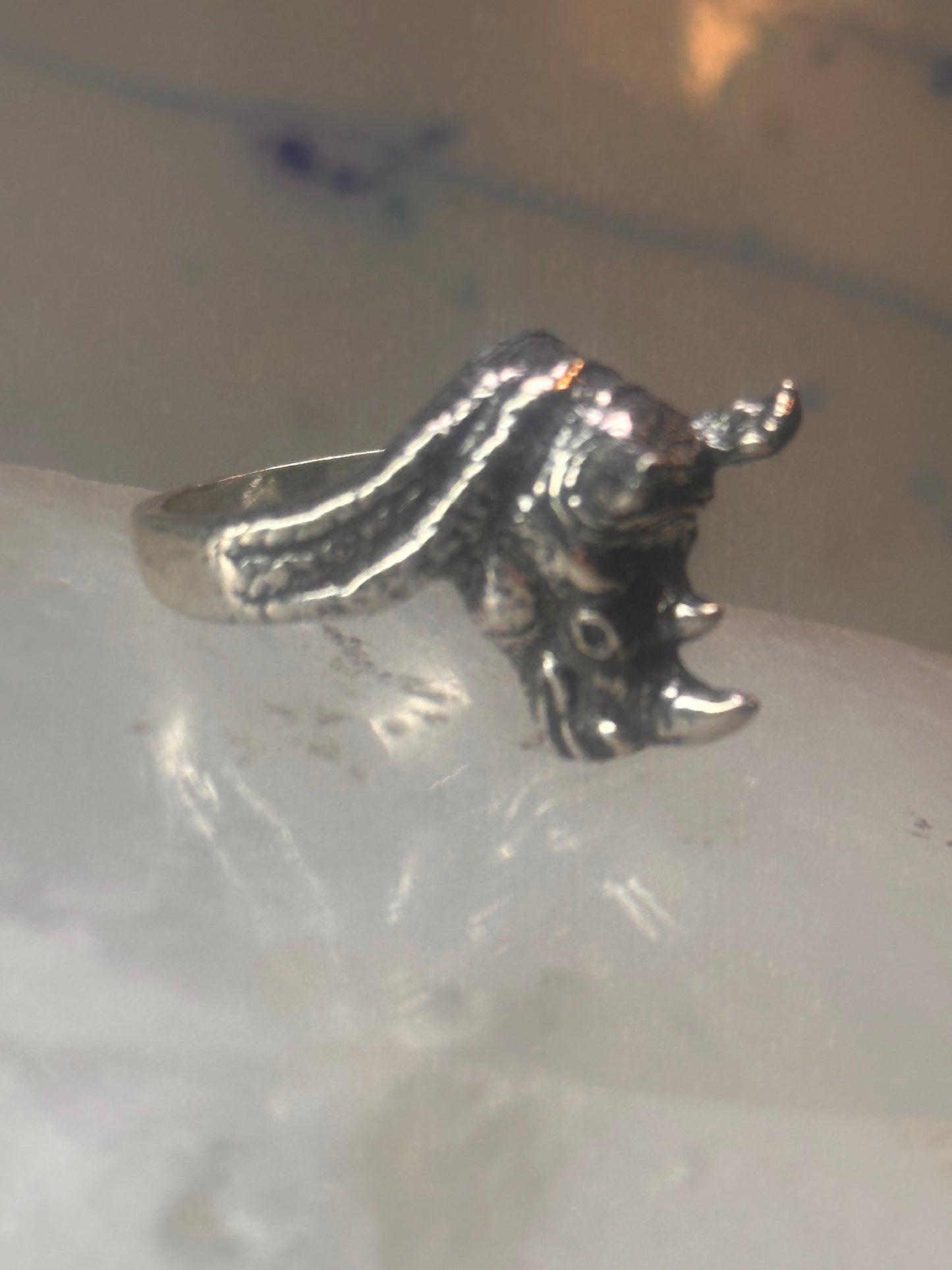 Vintage Rhinoceros ring size 5.50  Kabana rhino band sterling silver pinky women girls