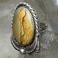 Long Navajo ring landscape picture jasper size 5 sterling silver women