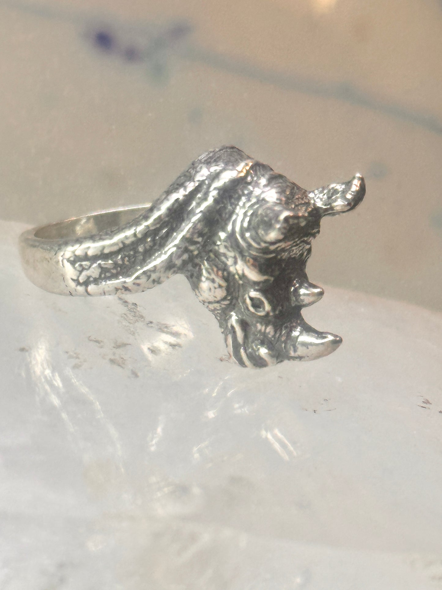 Vintage Rhinoceros ring size 5.50  Kabana rhino band sterling silver pinky women girls