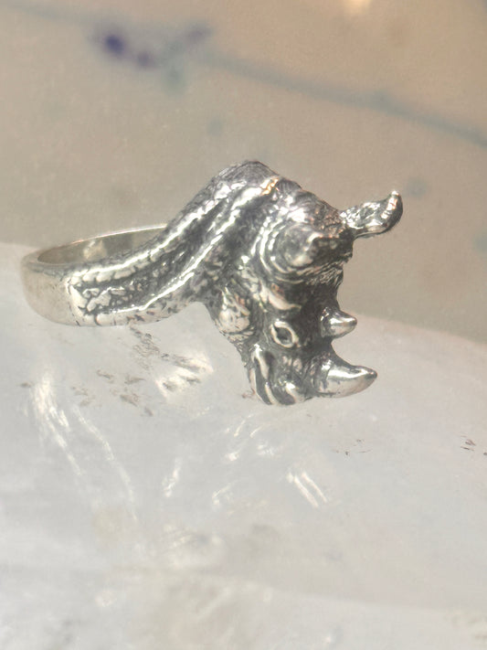 Vintage Rhinoceros ring size 5.50  Kabana rhino band sterling silver pinky women girls