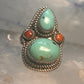 Turquoise Boho long coral size 7 sterling silver women