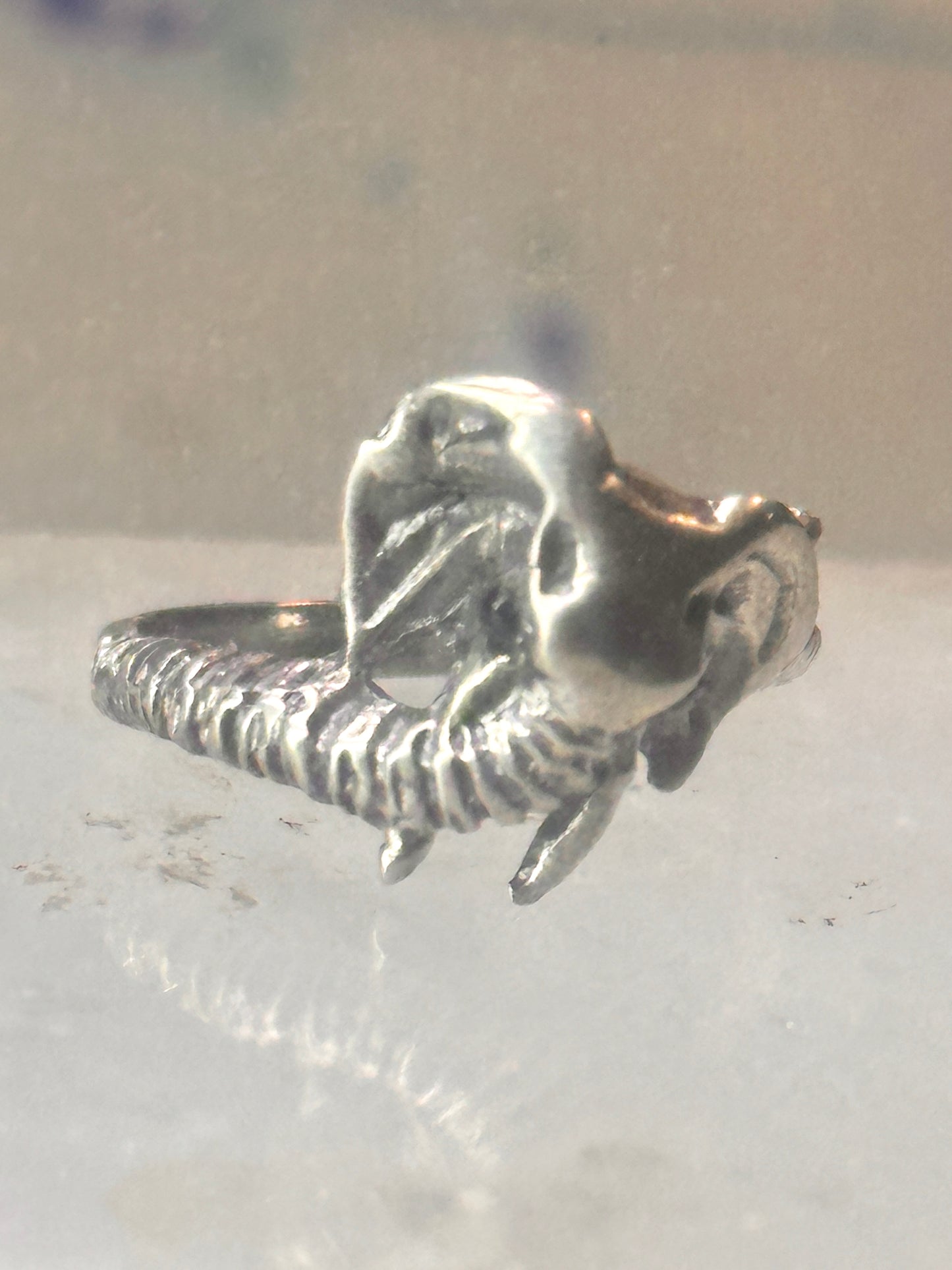 Vintage Elephant ring size 4 delicate band sterling silver pinky women girls