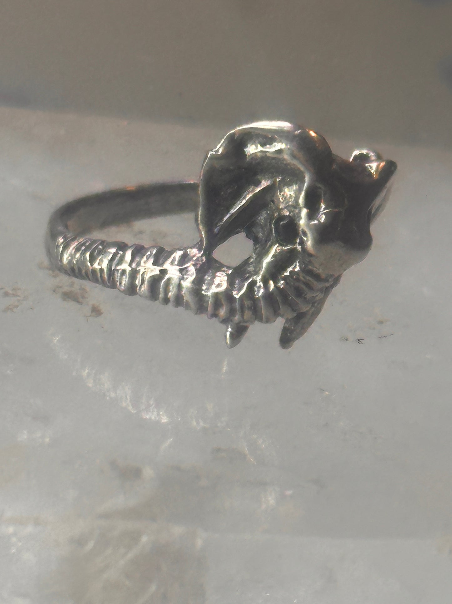 Vintage Elephant ring size 4 delicate band sterling silver pinky women girls
