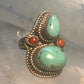 Turquoise Boho long coral size 7 sterling silver women