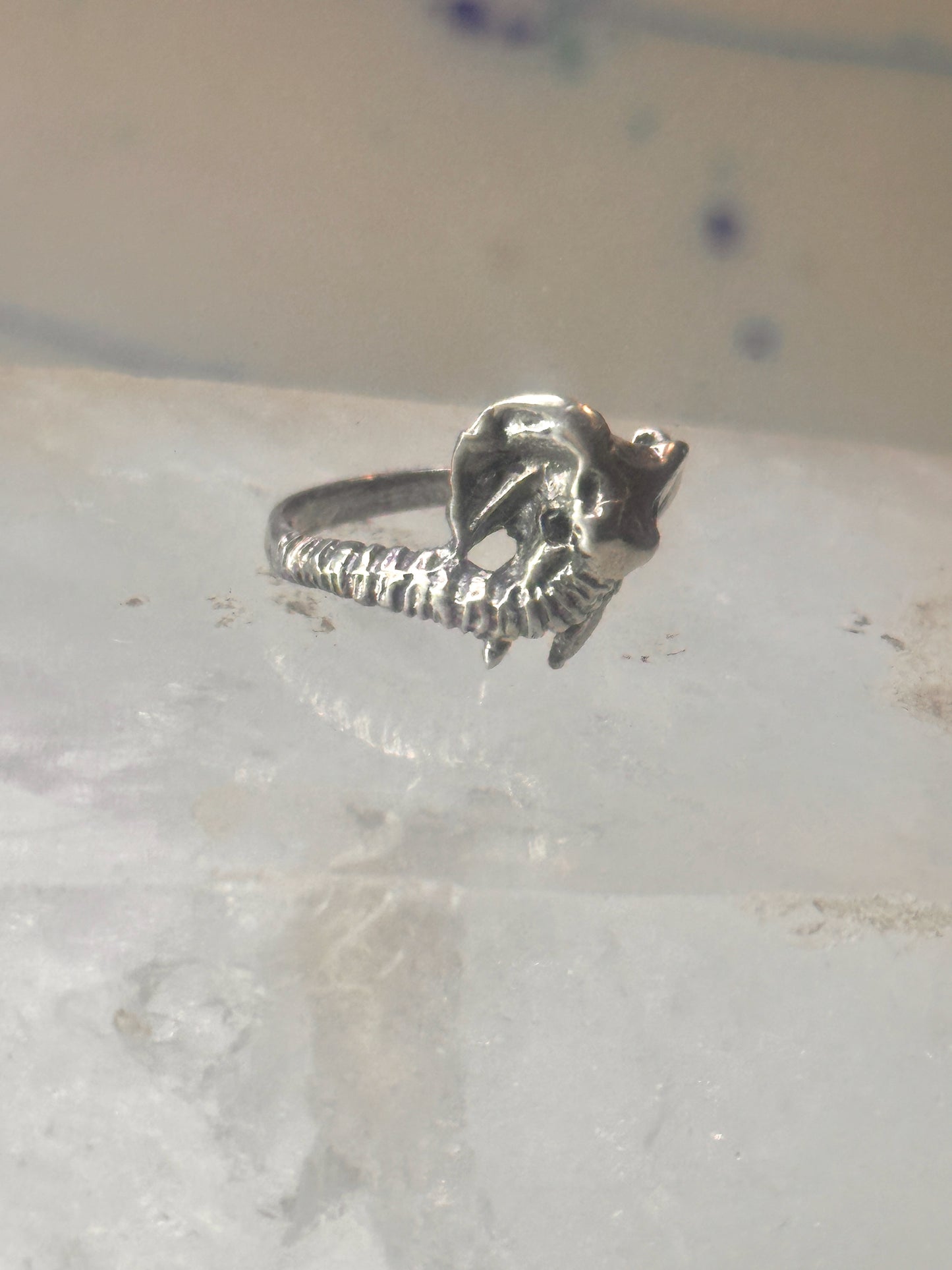 Vintage Elephant ring size 4 delicate band sterling silver pinky women girls