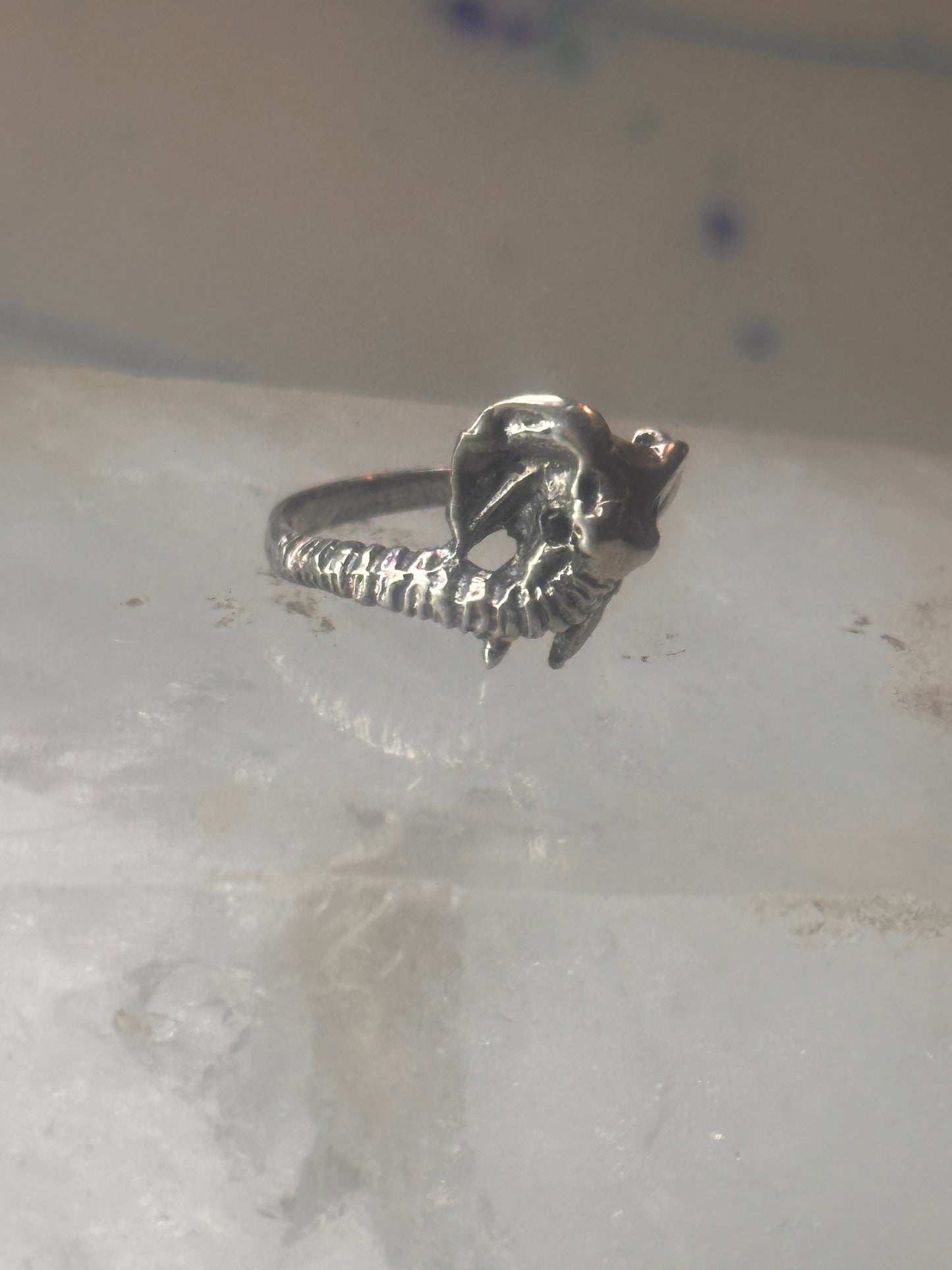 Vintage Elephant ring size 4 delicate band sterling silver pinky women girls