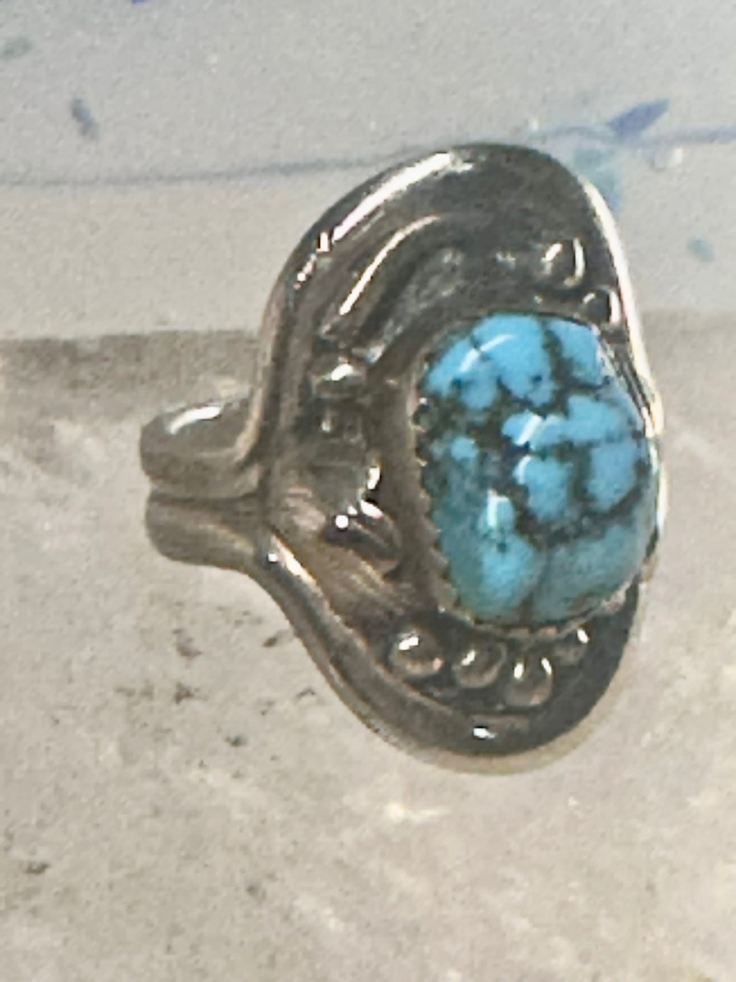 Turquoise ring Tawa by KT Navajo size 7.50 sterling silver 12KT GF women men