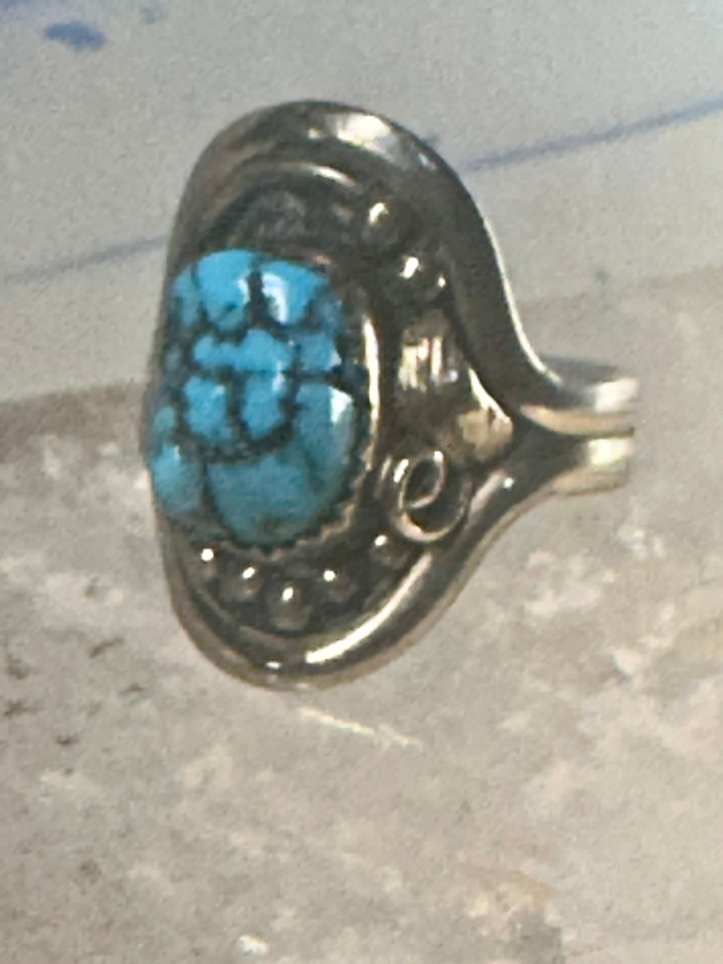 Turquoise ring Tawa by KT Navajo size 7.50 sterling silver 12KT GF women men
