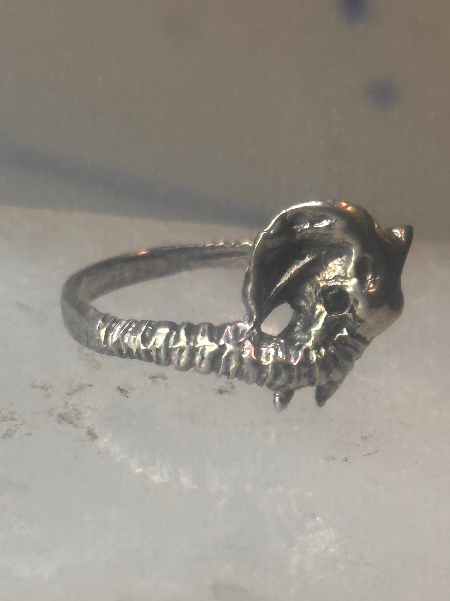 Vintage Elephant ring size 4 delicate band sterling silver pinky women girls