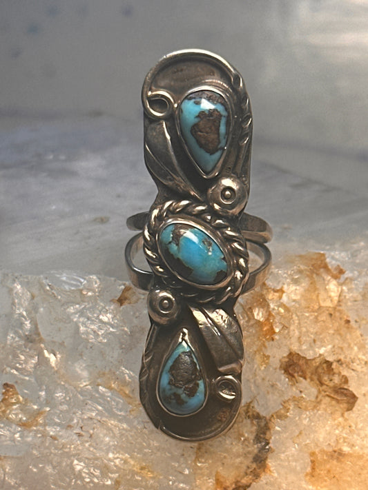 Navajo long ring Turquoise size 5.75 sterling silver women girls