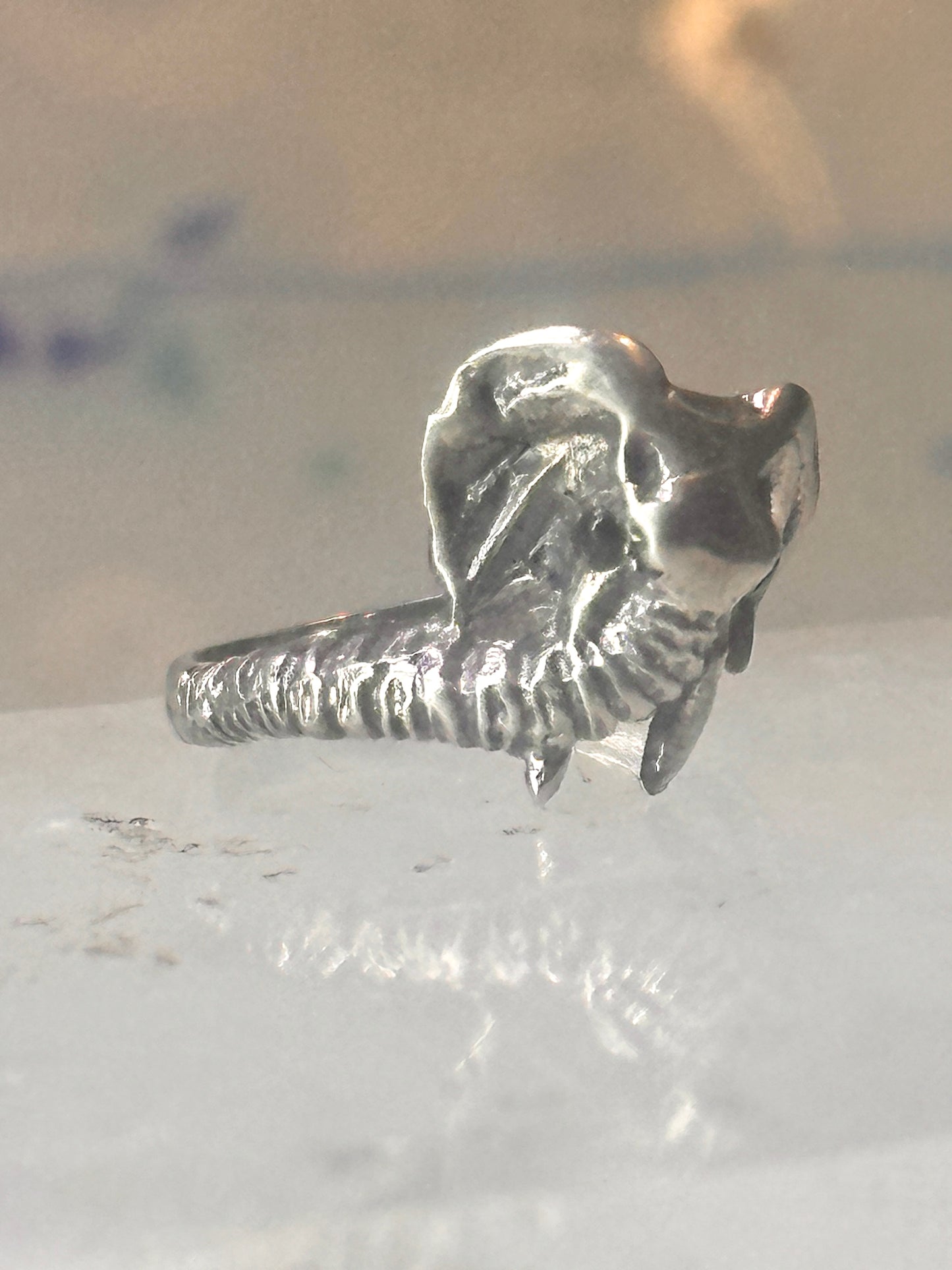 Vintage Elephant ring size 4 delicate band sterling silver pinky women girls