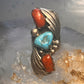 Navajo long ring Turquoise Coral size 5.5 sterling silver women girls