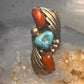 Navajo long ring Turquoise Coral size 5.5 sterling silver women girls
