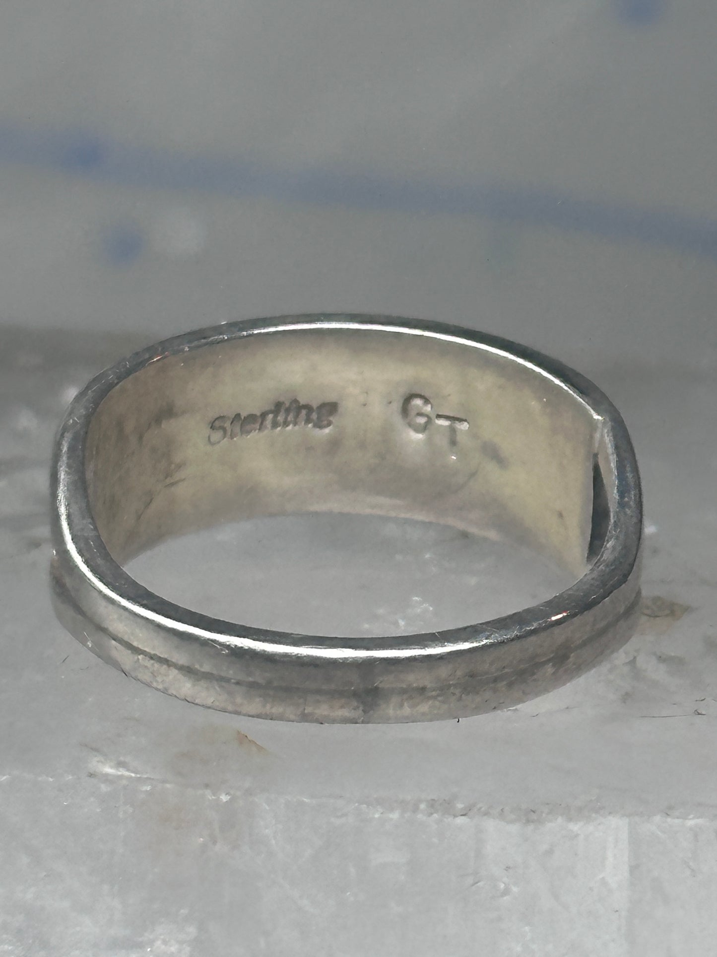 Zuni inlaid ring turquoise band size 9 sterling silver southwestern women