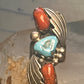 Navajo long ring Turquoise Coral size 5.5 sterling silver women girls