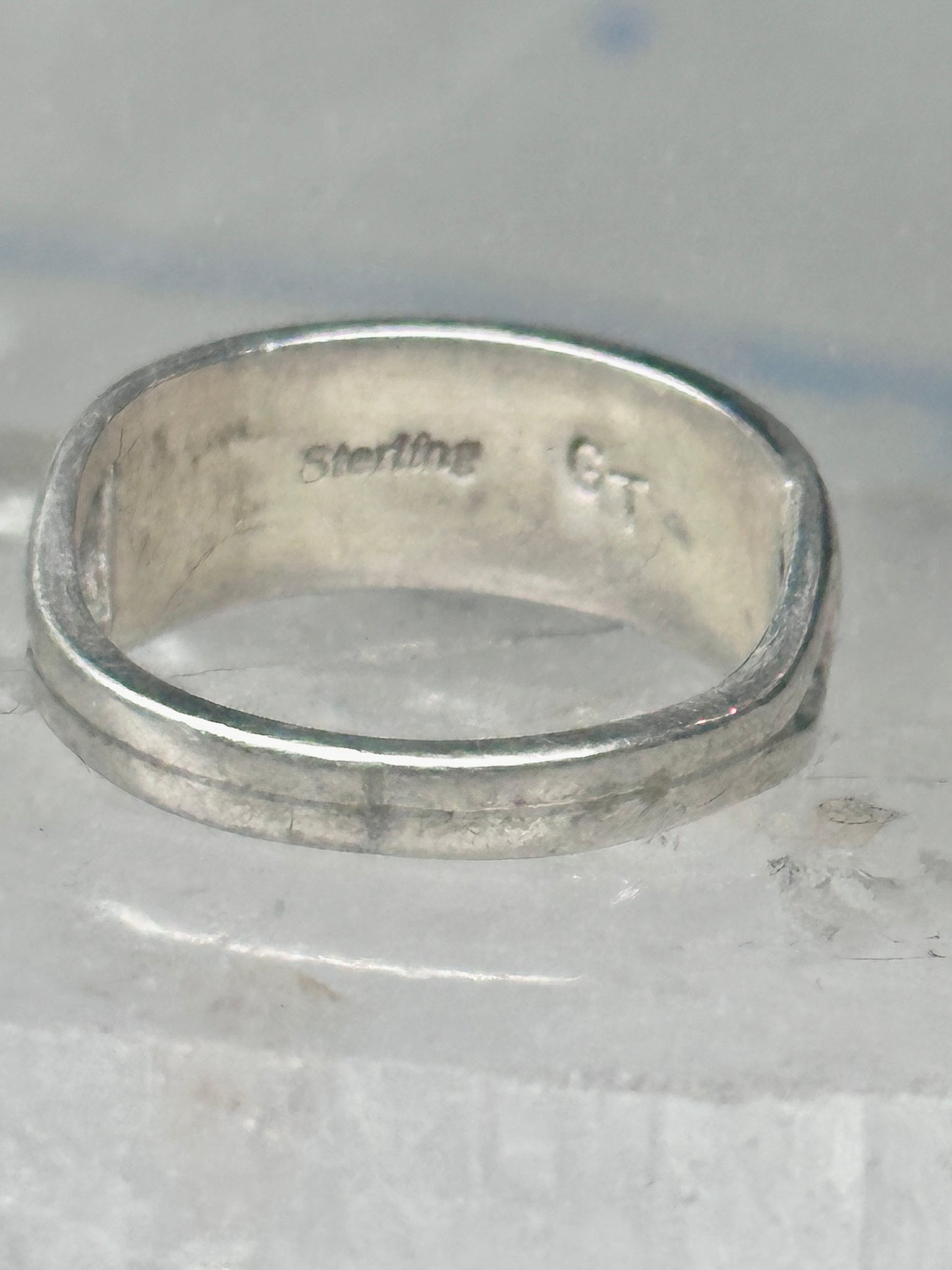 Zuni inlaid ring turquoise band size 9 sterling silver southwestern women