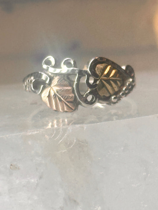 Black Hills Gold ring floral band size 7 sterling silver women girls