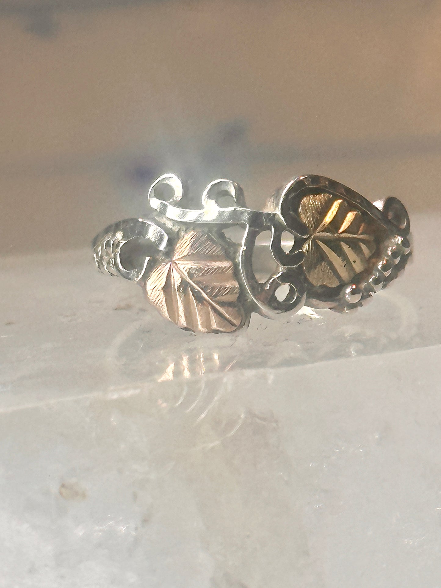 Black Hills Gold ring floral band size 7 sterling silver women girls