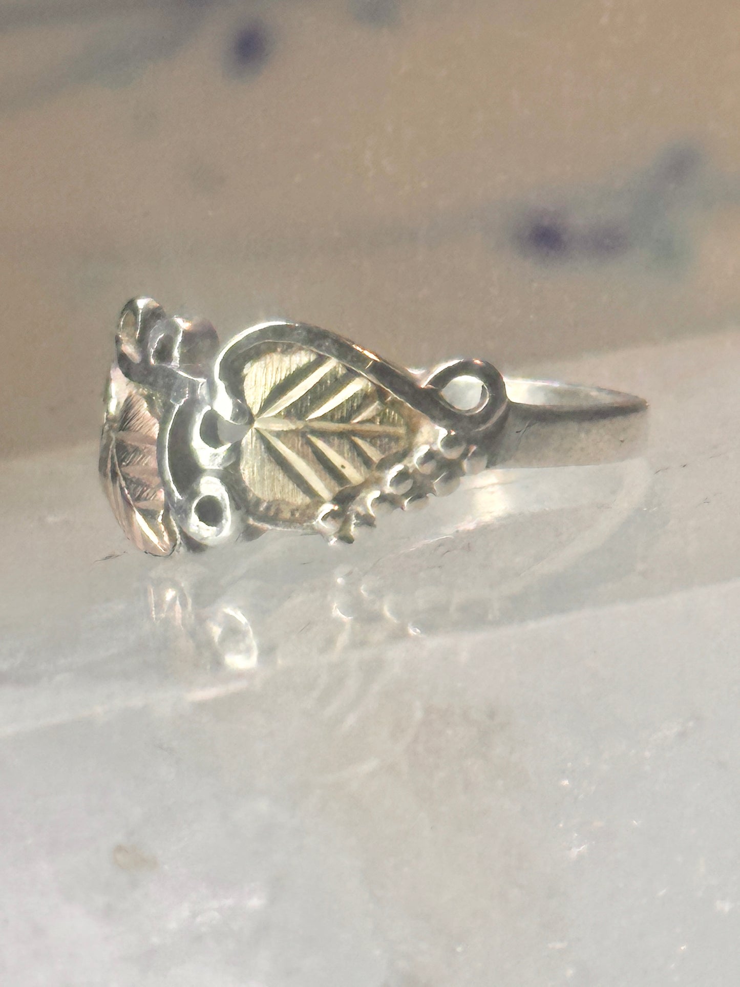 Black Hills Gold ring floral band size 7 sterling silver women girls