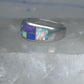 Turquoise inlaid ring size_6.7 blue lapis lab opal band sterling silver southwestern women men