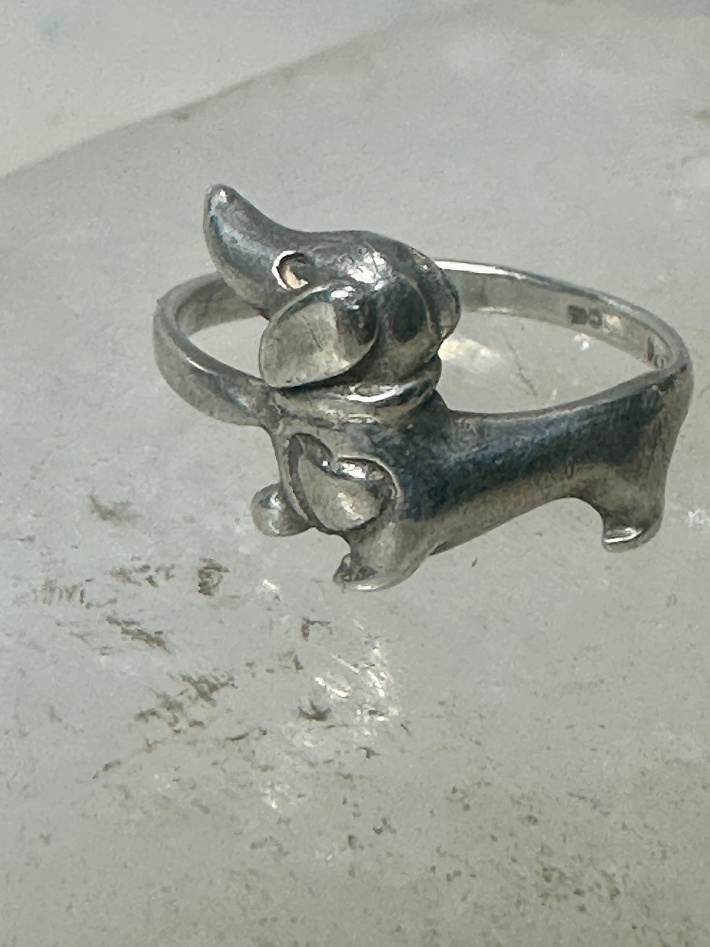 Mini Dachshund ring dog band heart love size 7.75 sterling silver women girls