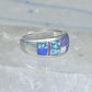 Turquoise inlaid ring size_6.7 blue lapis lab opal band sterling silver southwestern women men