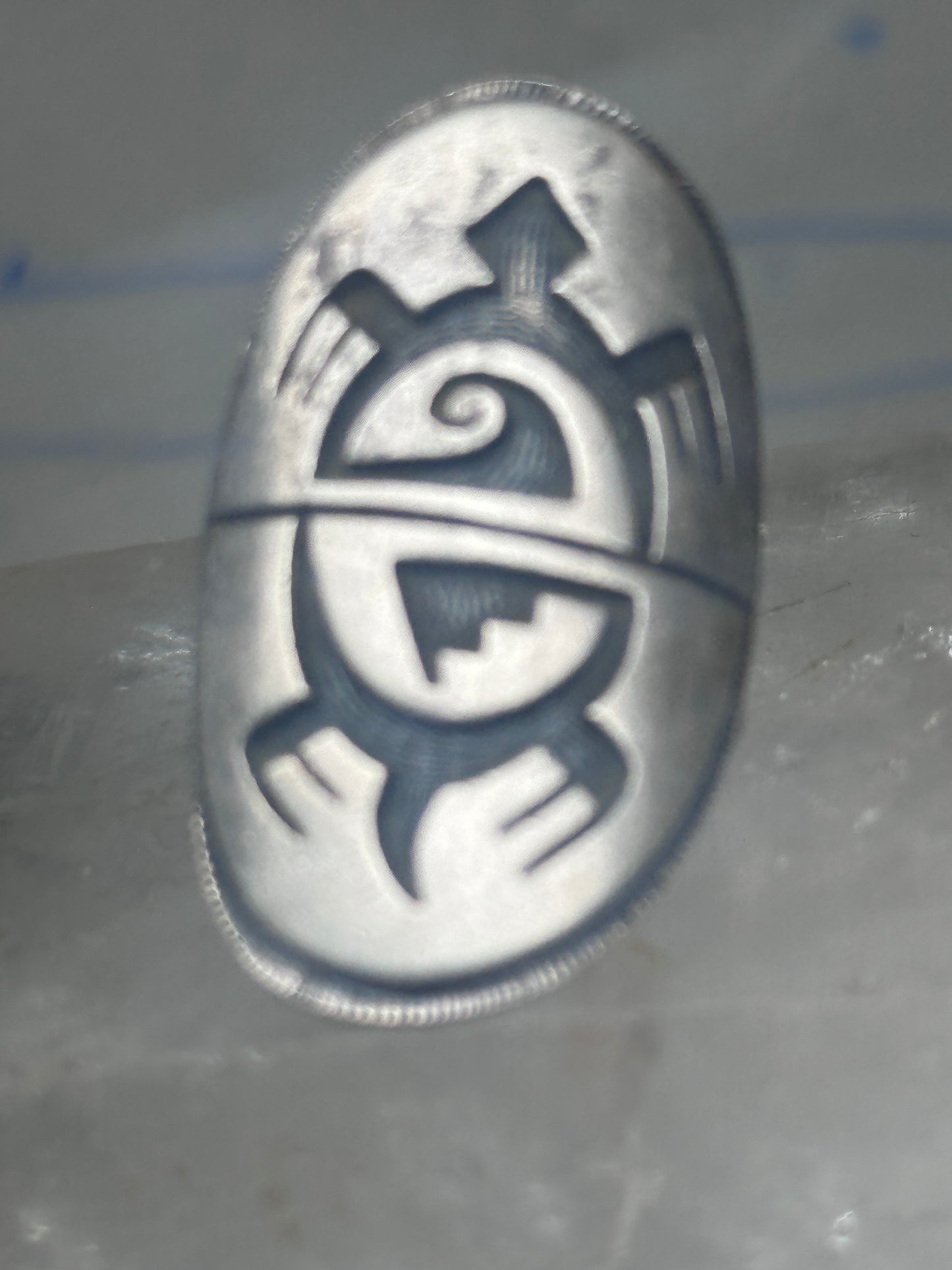 Long Turtle ring size 6 shield band sterling silver Hopi women