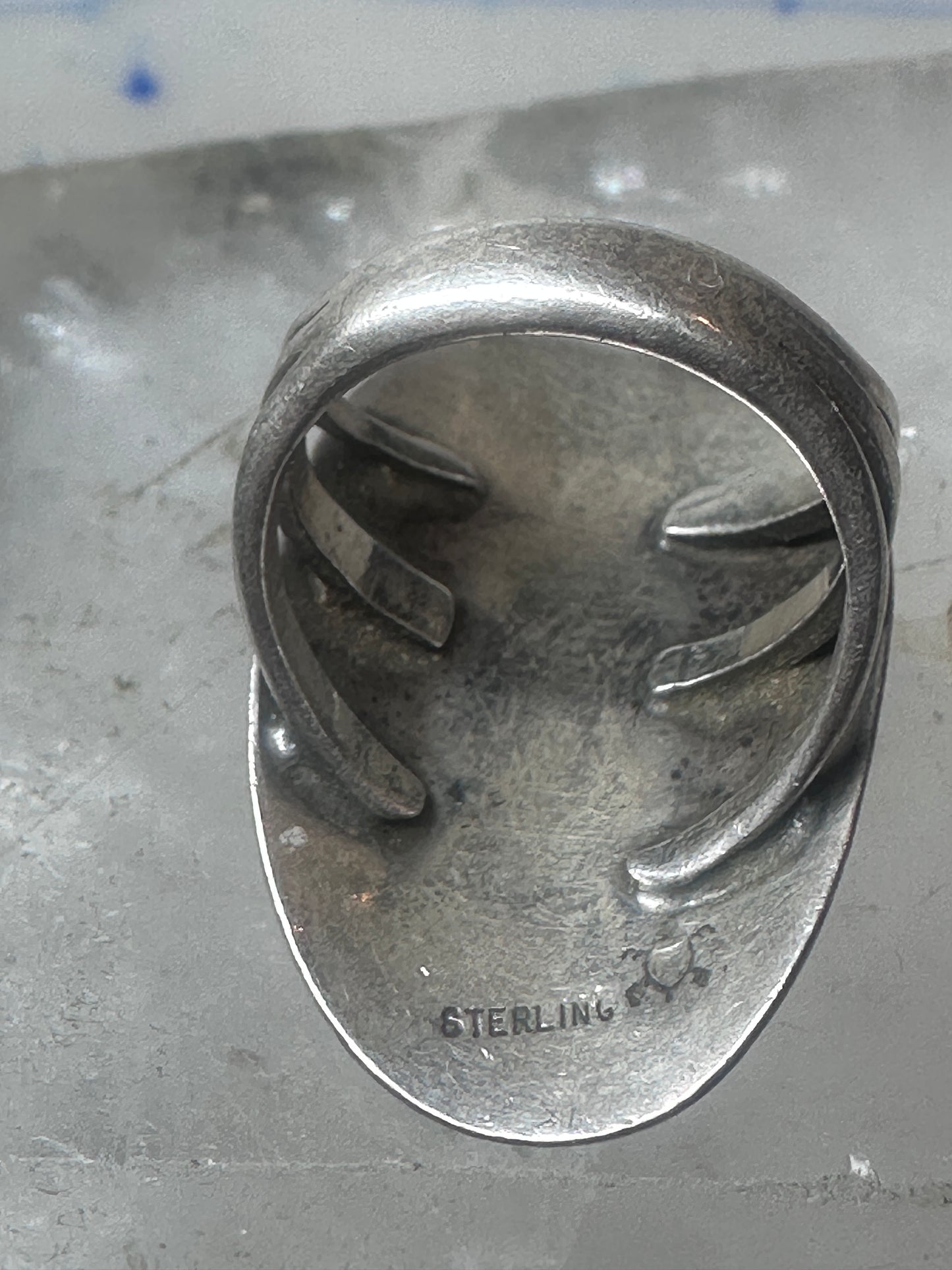 Long Turtle ring size 6 shield band sterling silver Hopi women